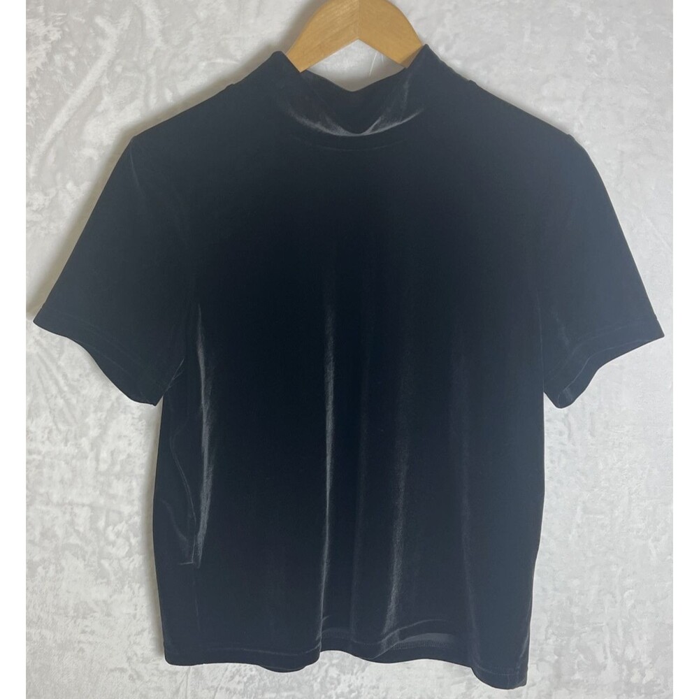 Madewell Velour Blouse Short Sleeved Black Size Large